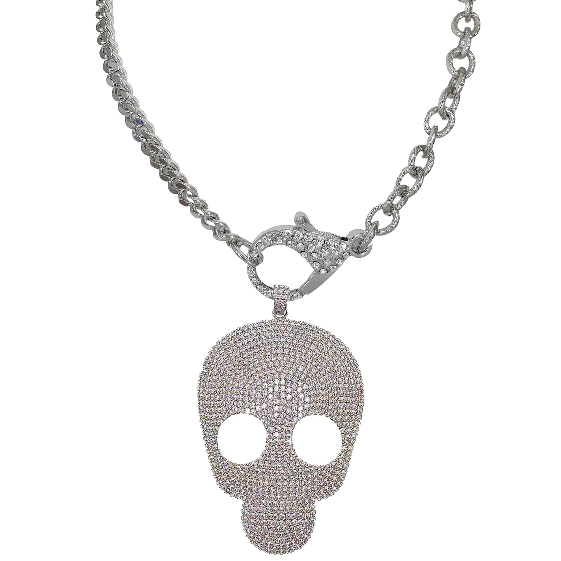 silver glamorous pave skull charm love lisa jewelry with crystal accents bold skull pendant for women