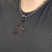 love lisa glamorous pave star charm necklace black crystal star pendant layered jewelry style