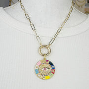 love lisa gloria evil eye enamel charm necklace gold pavé evil eye pendant layered jewelry look