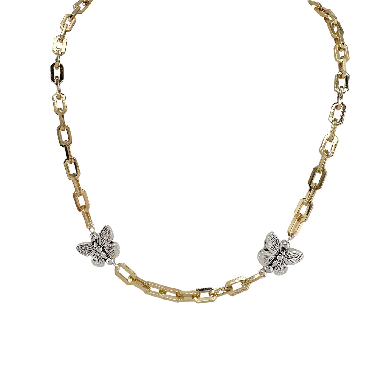 Love Lisa Grace Butterfly Necklace gold chain front view