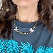 Love Lisa Grace Butterfly Necklace gold styled on model