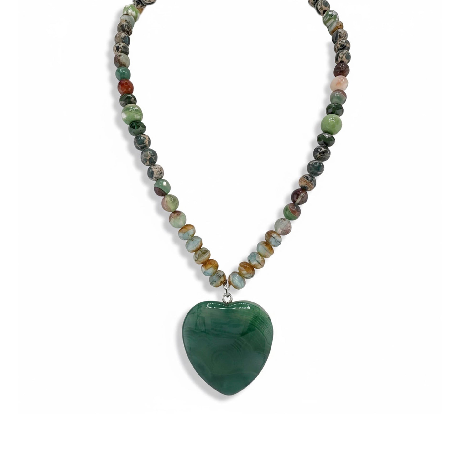 Green aventurine heart necklace for balance and emotional harmony
