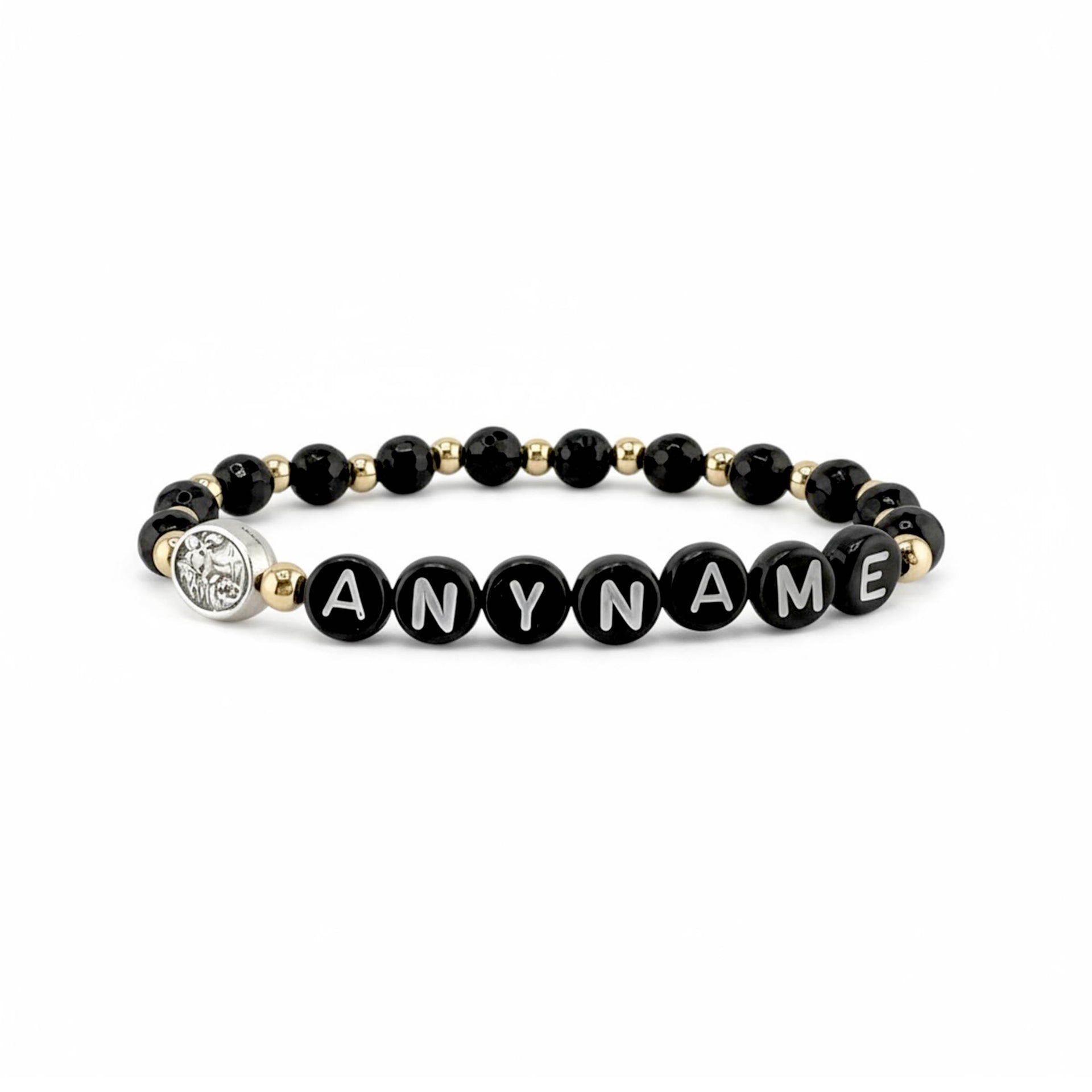 black onyx guardian angel personalized name bracelet protection jewelry Love Lisa