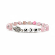 pink fire agate guardian angel name bracelet custom letter beads Love Lisa