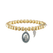 gold guardian angel wing beaded bracelet with prayer card faith jewelry