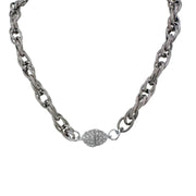 gunmetal minni textured clasp necklace