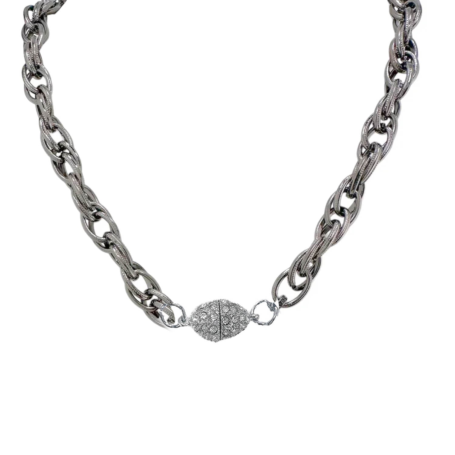 gunmetal minni textured clasp necklace