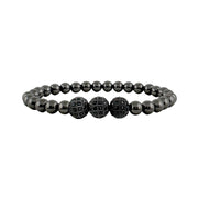 black beaded bracelet with triple pave beads elegant jewelry
