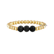 gold bracelet with black pave beads modern statement bracelet