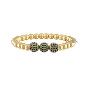 gold beaded bracelet with green pave beads fashion accessory
