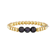 gold bracelet with purple pave beads colorful statement jewelry
