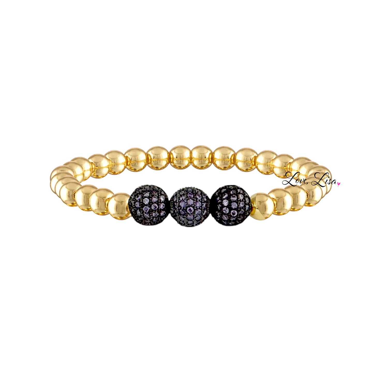 gold bracelet with purple pave beads colorful statement jewelry