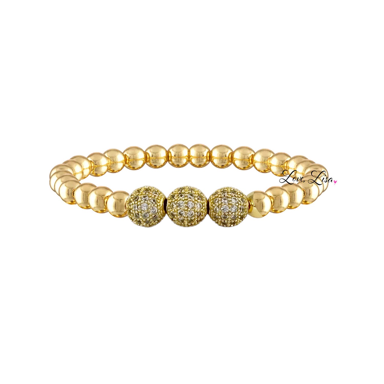 gold bracelet with gold pave beads modern statement bracelet