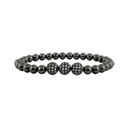 gunmetal bracelet with pave beads modern layered look