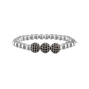 silver bracelet with black pave beads elegant everyday jewelry