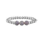 silver bracelet with purple pave beads delicate jewelry gift