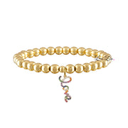 gold bracelet with rainbow pave love charm colorful jewelry gift