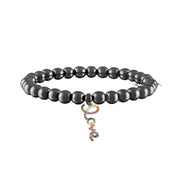 gunmetal bracelet with rainbow pave love charm colorful jewelry gift
