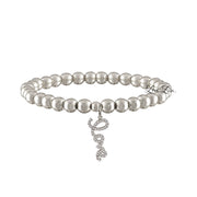 silver beaded bracelet with silver love charm timeless everyday jewelry