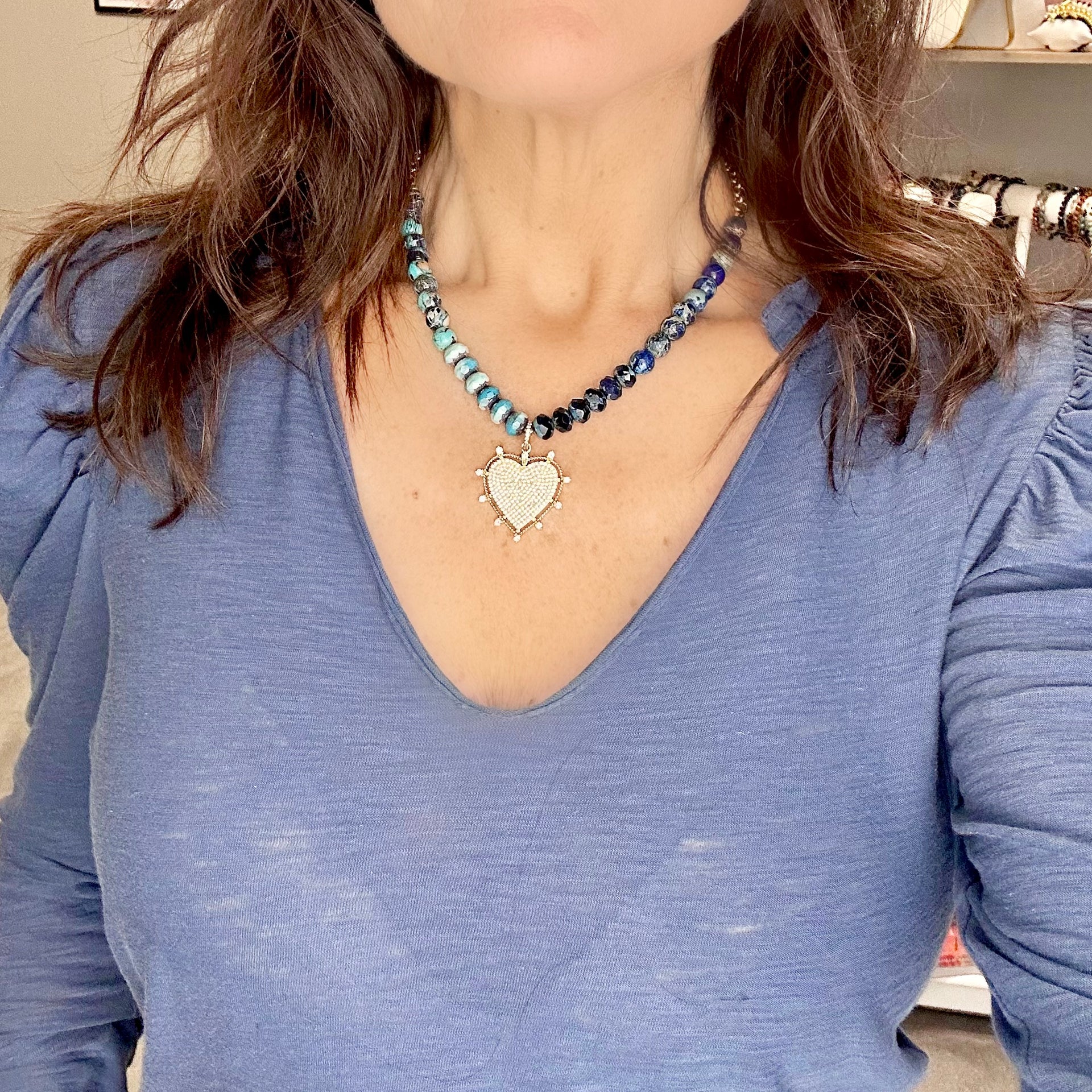 Love Lisa Hailey Heart Pavé Necklace layered styling