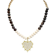 Love Lisa Hailey Heart Pavé Necklace white and gold beads