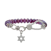 purple crystal bracelet with silver star of david charm elegant faith jewelry