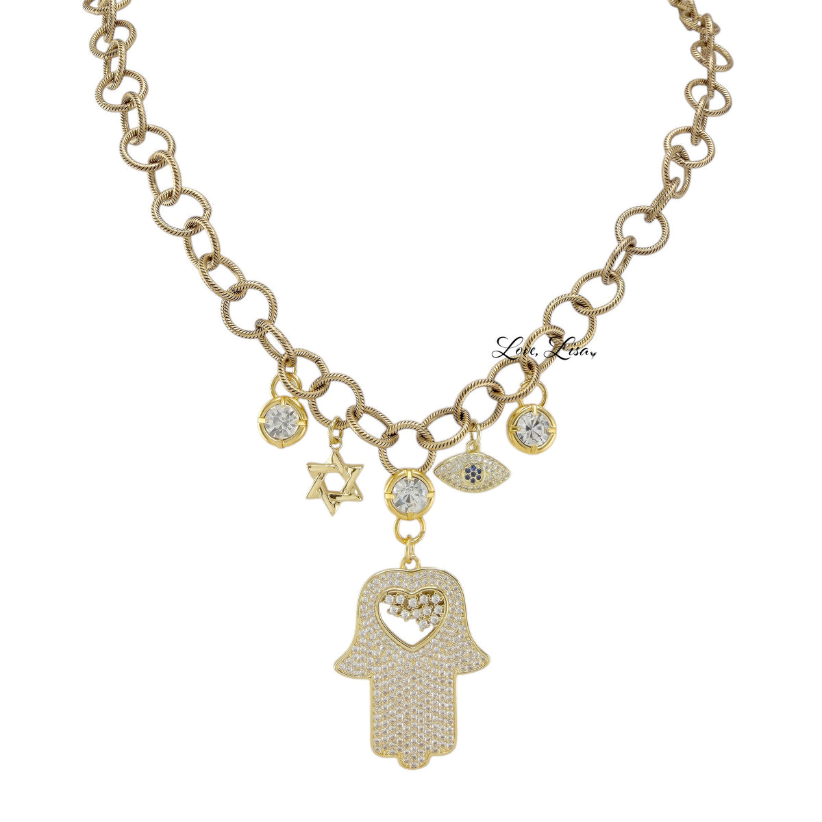 Adina Hamsa & Star of David Charm Necklace