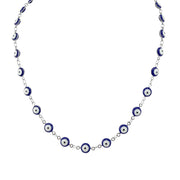 evil eye enamel necklace blue silver protective eye chain necklace modern evil eye jewelry