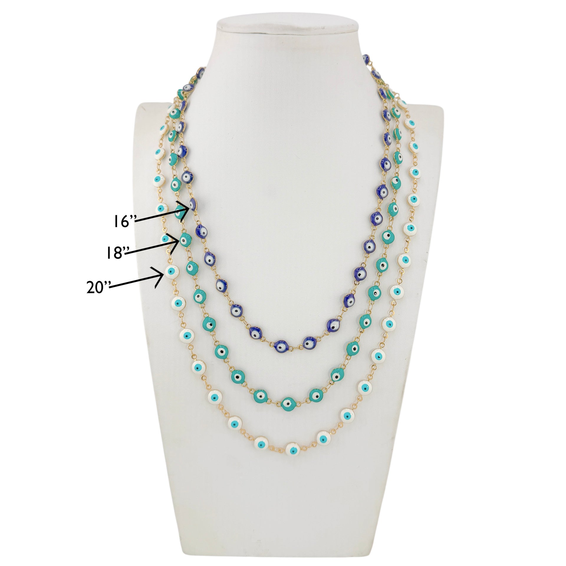 Love Lisa evil eye necklace layered multiple lengths protective eye enamel chain styling