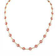 evil eye enamel necklace pink protective eye chain delicate colorful evil eye necklace