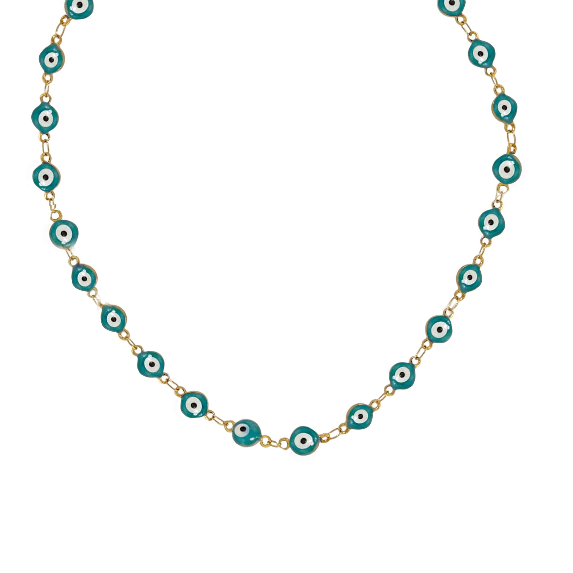 evil eye enamel necklace turquoise protective eye chain vibrant evil eye jewelry necklace