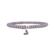 lavender crystal heart charm bracelet with faceted bead finish and purple silver heart charm