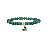 Love Lisa crystal heart charm bracelet leprechaun green beaded stacking bracelet