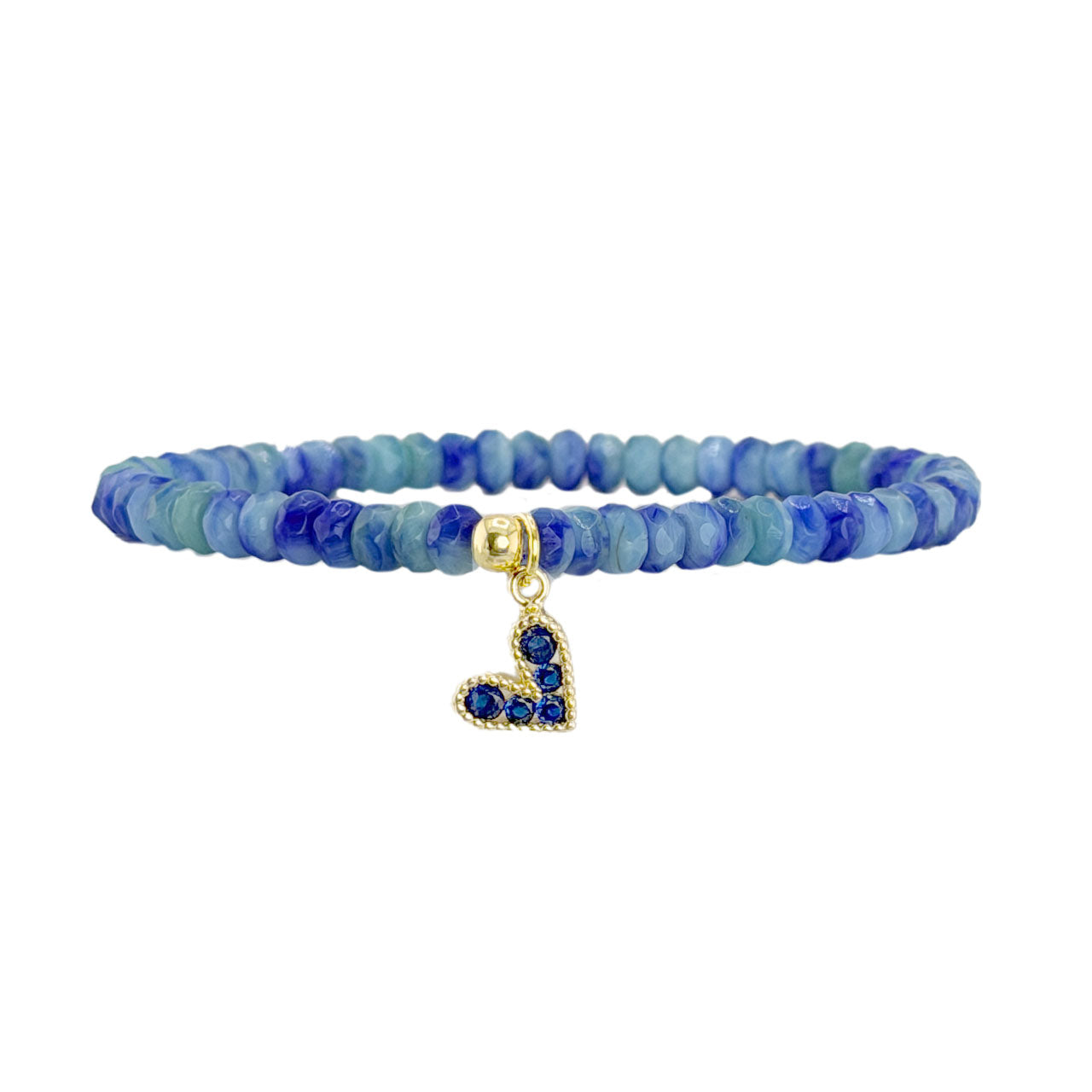Love Lisa crystal heart charm bracelet mykonos blue Czech crystal bead bracelet
