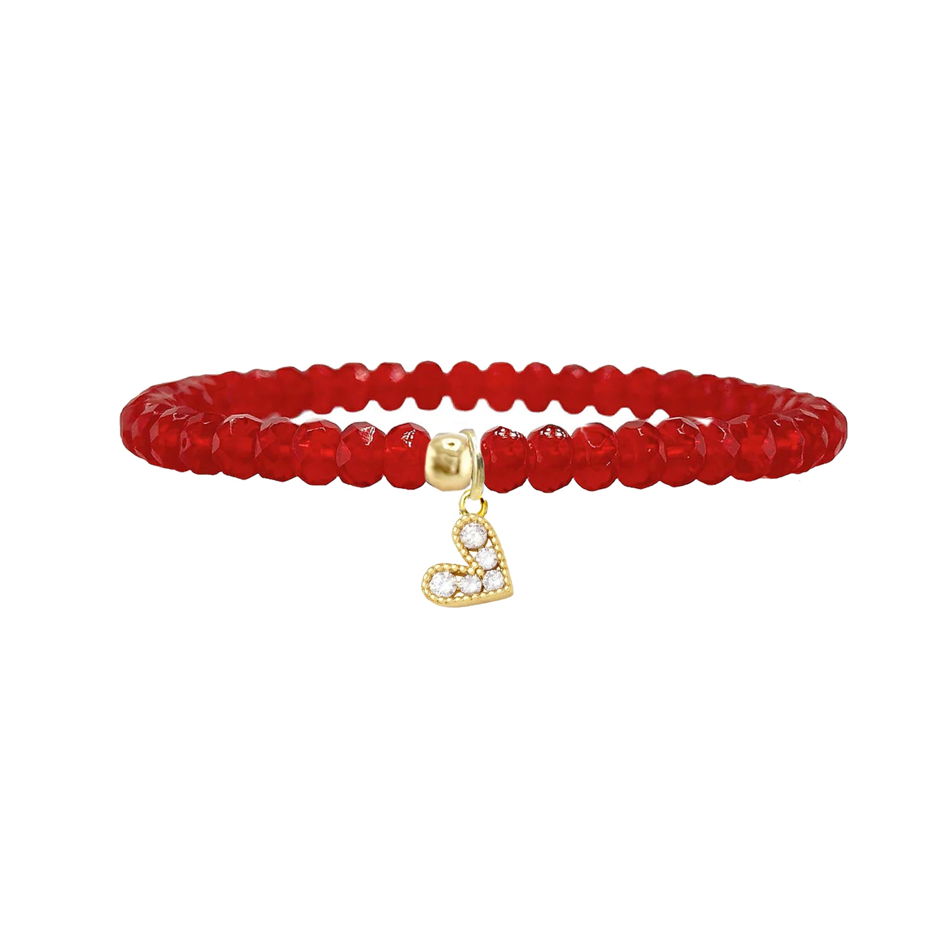 Love Lisa harper adorable crystal heart charm bracelet red Czech crystal beads gold heart