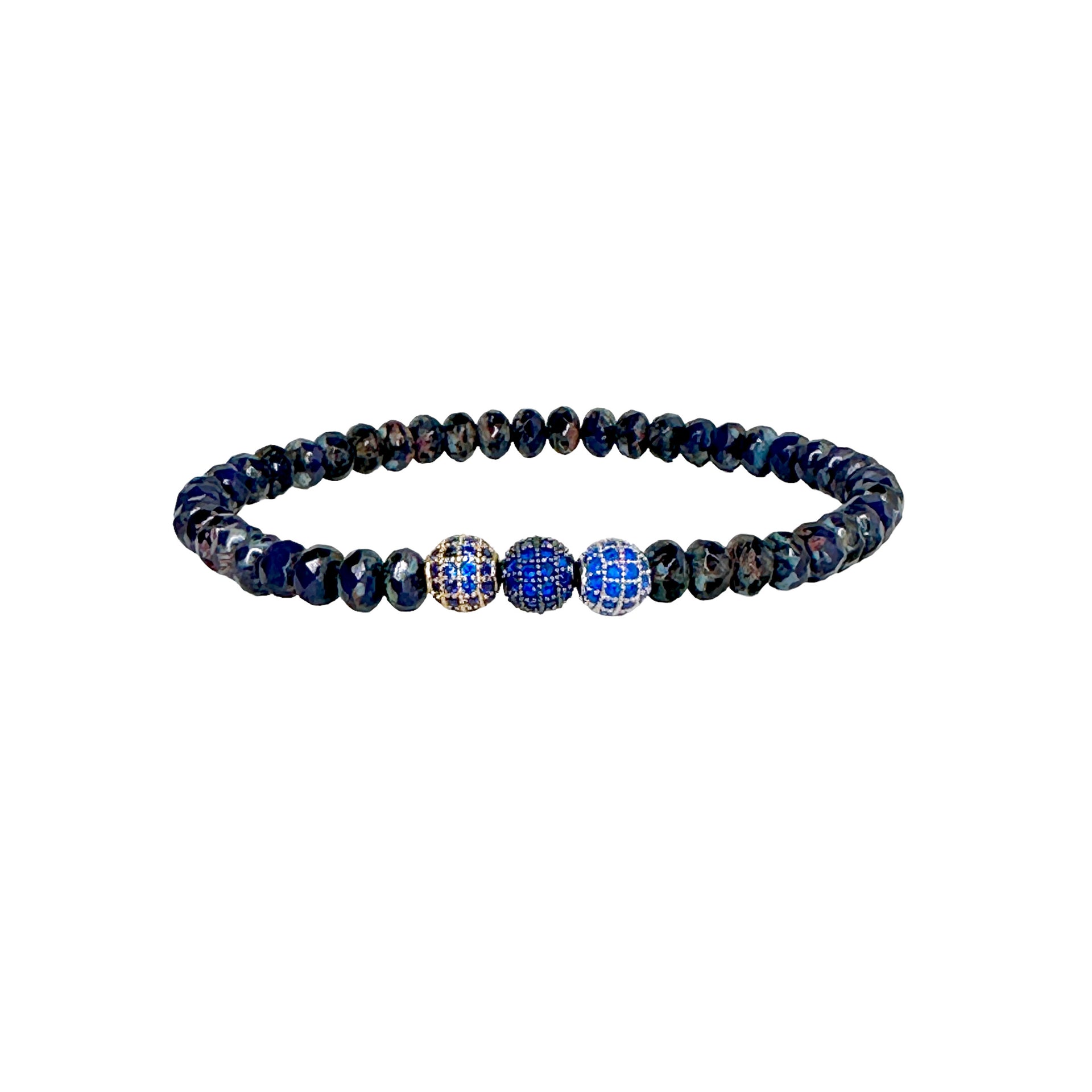 navy blue harper colorful 3 pave bracelet with crystal pave accents Love Lisa