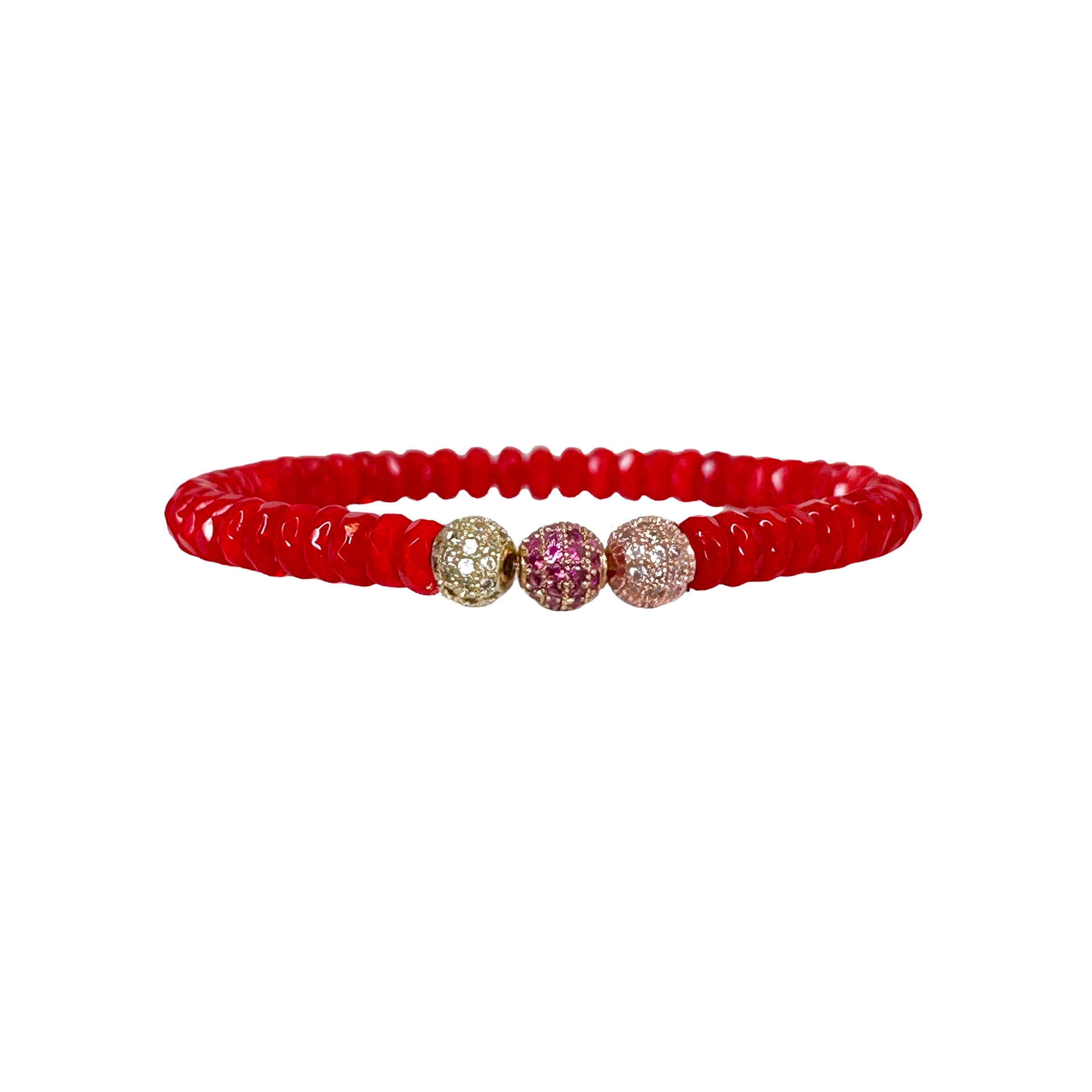 red harper colorful 3 pave bracelet with crystal beads Love Lisa