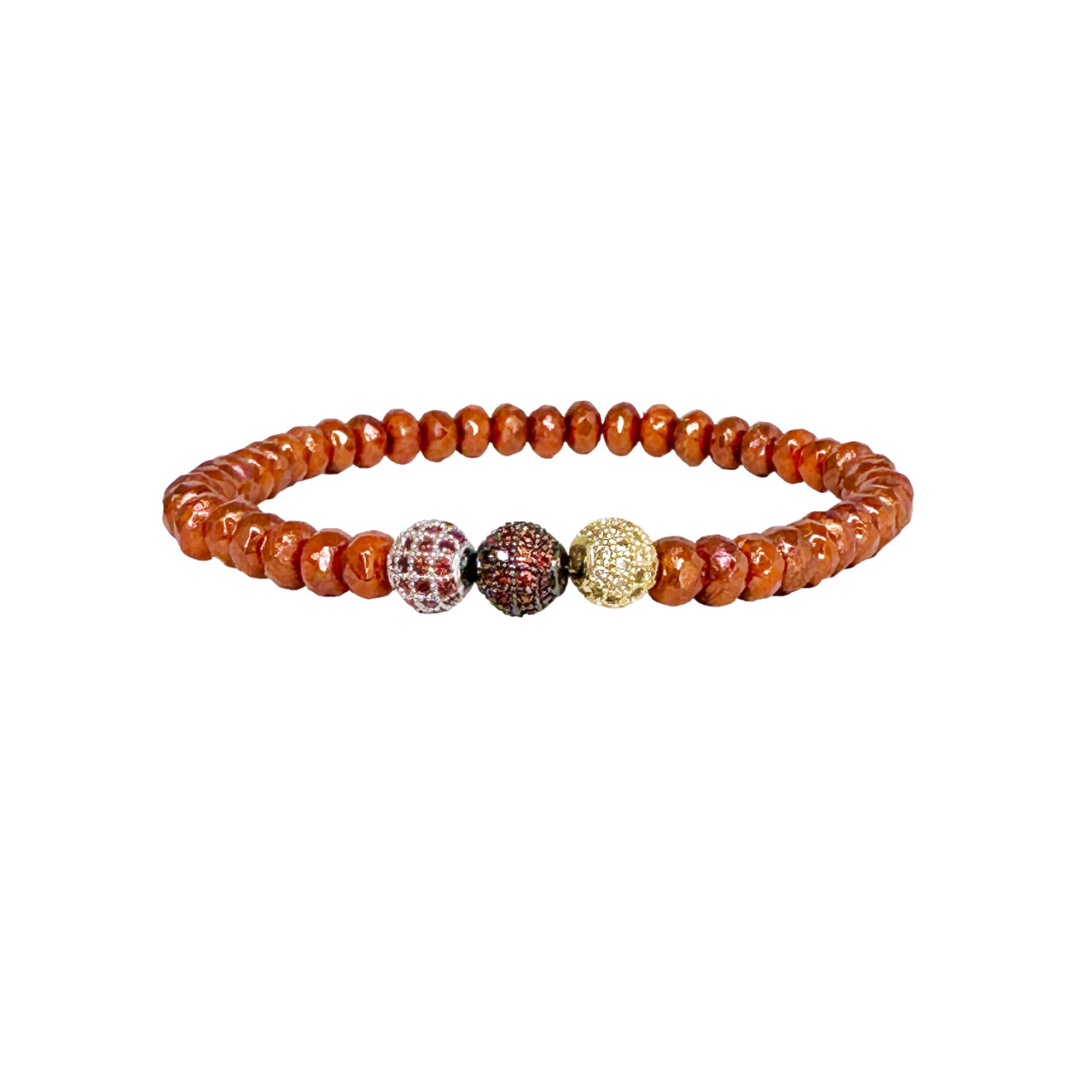 spicy orange harper colorful 3 pave bracelet with crystal beads Love Lisa