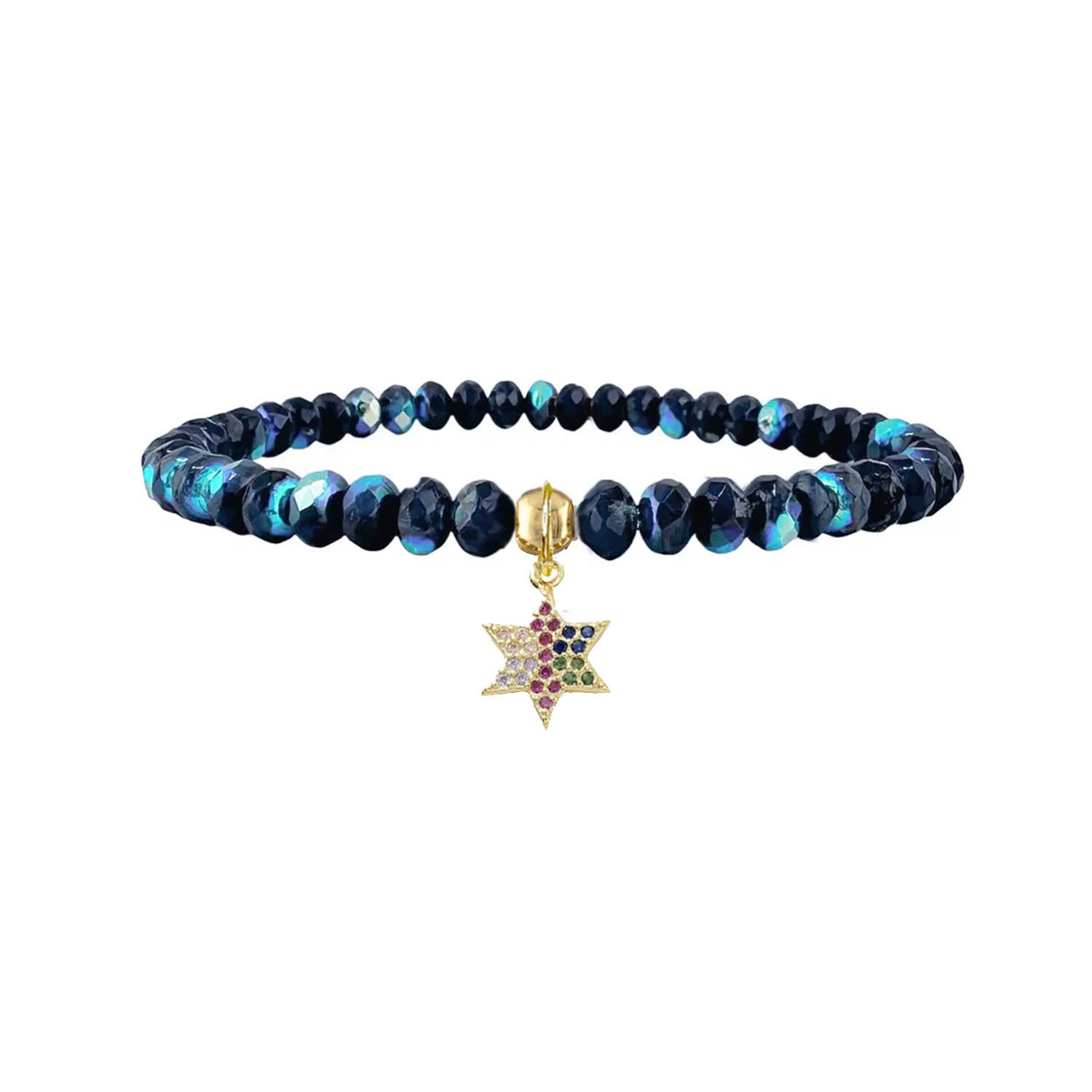 navy harper colorful star of david bracelet with pavé charm Love Lisa
