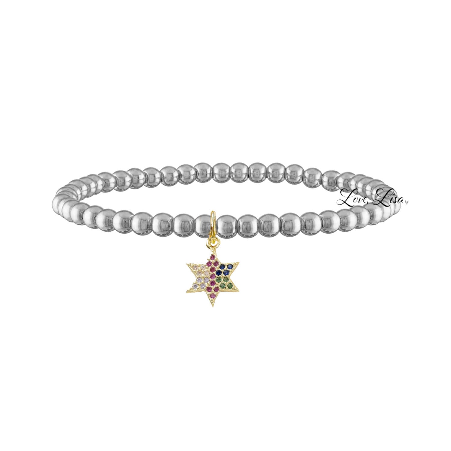 silver harper colorful star of david bracelet with crystal beads Love Lisa