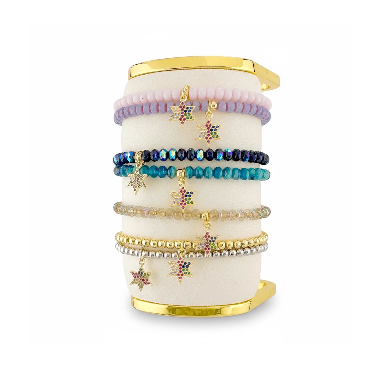 stacked star of david bracelets in assorted colors harper collection Love Lisa