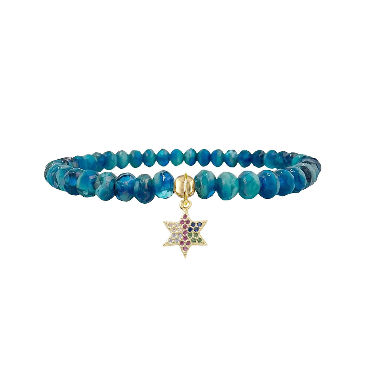 teal harper colorful star of david bracelet with crystal charm Love Lisa