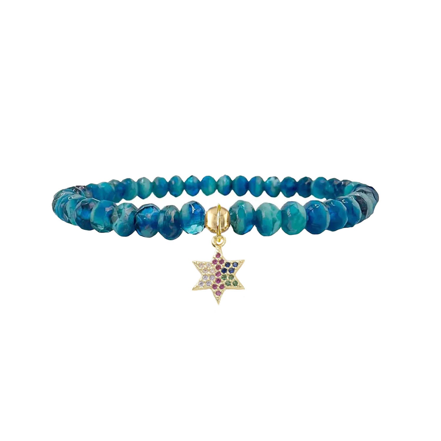 teal harper colorful star of david bracelet with crystal charm Love Lisa