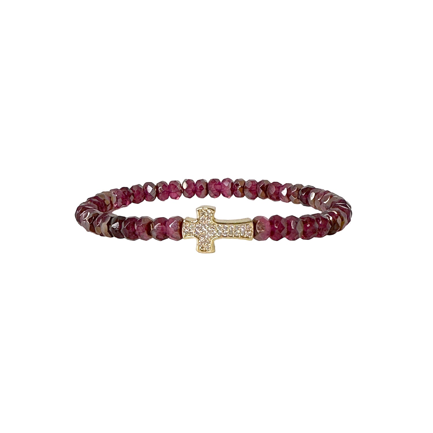 plum harper cross bracelet with cz crystal cross charm Love Lisa