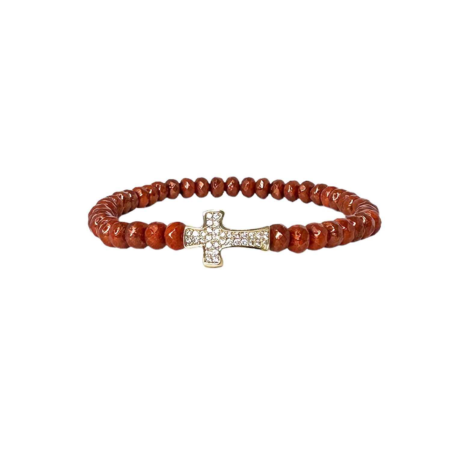 spicy orange harper cross bracelet with cz cross connector Love Lisa
