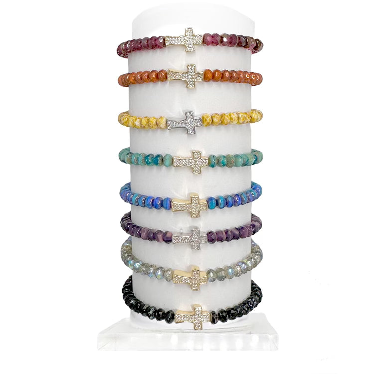 stacked harper cross bracelets in assorted colors crystal beaded jewelry Love Lisa