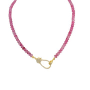 Love Lisa Harper Crystal Clasp Necklace in Raspberry Sheer with pink faceted Czech crystal beads and easy-open charm clasp