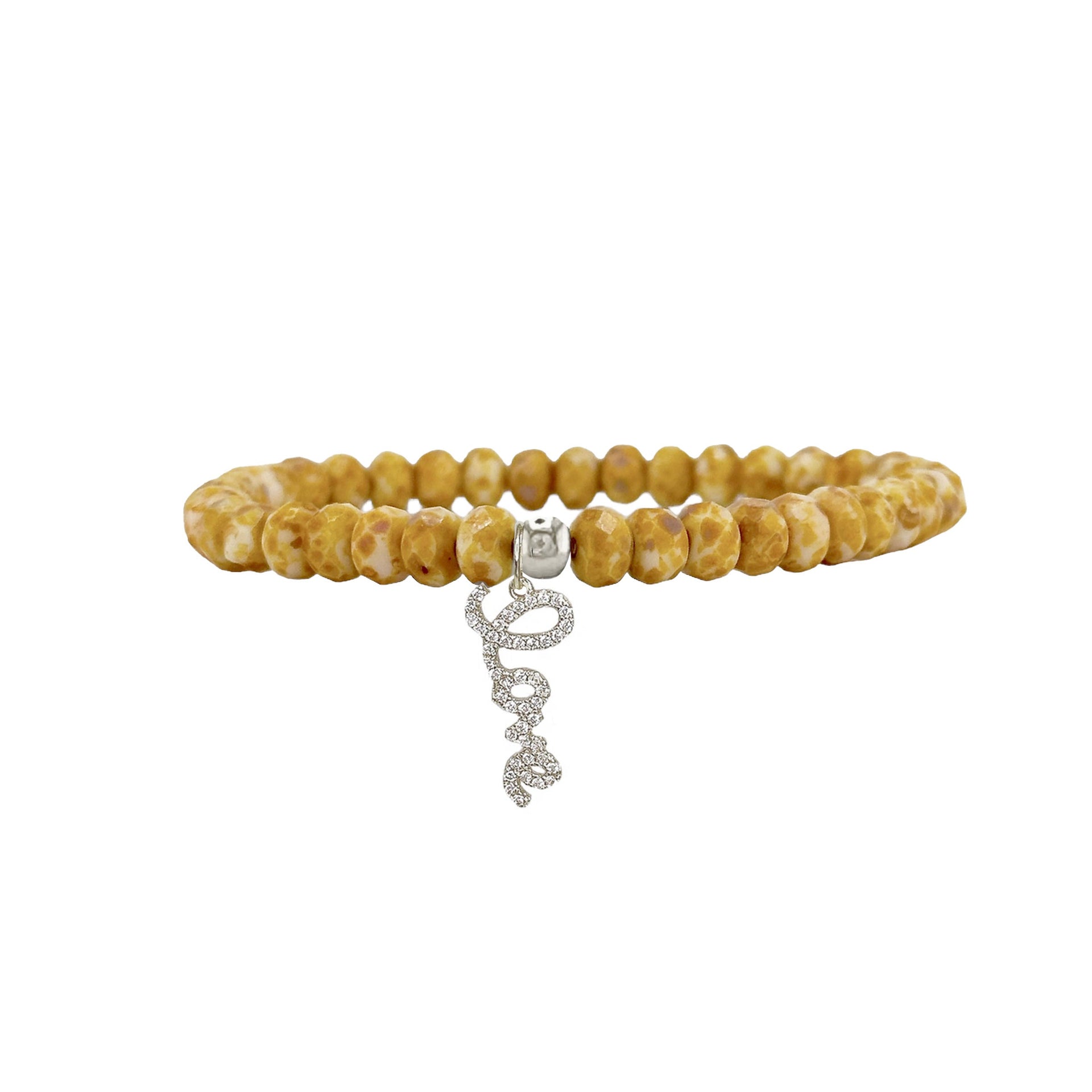 mustard harper crystal love bracelet with silver pave love charm Love Lisa