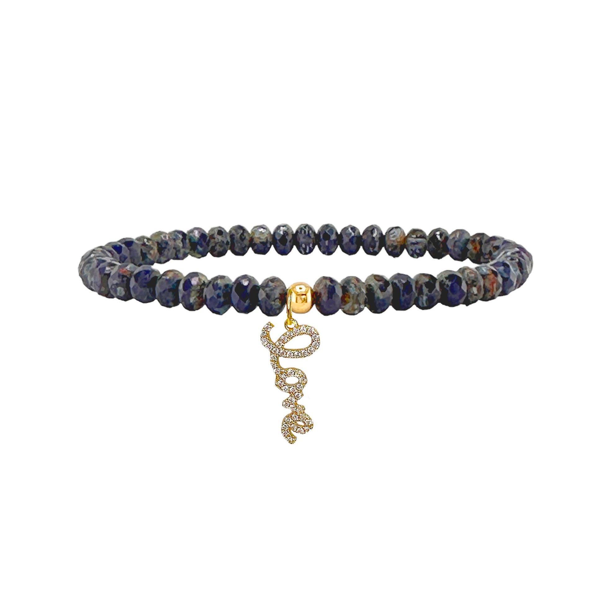 navy blue harper crystal love bracelet with pave charm Love Lisa