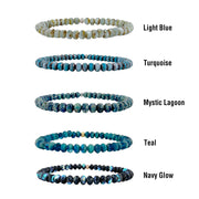 harper crystal stretch bracelet color chart displaying cool tone czech crystal beads including blues aquas and turquoise